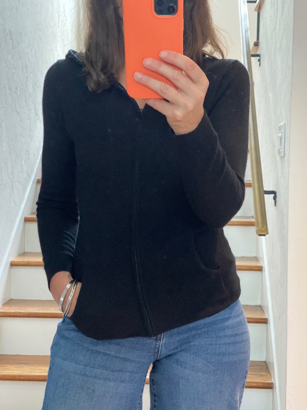 NotShy cashmere black hoodie cardigan women XS/S